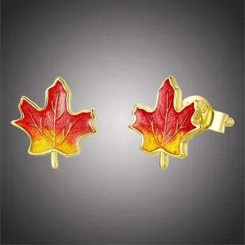 Náušnice GRACE Silver Jewellery Stříbrné náušnice Podzimní romance, javorový list, stříbro 925/1000 E-SCE1244/92 Zlatá