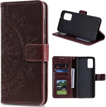 Pouzdro na mobilní telefon Flower PU kožené peněženkové pouzdro na mobil Xiaomi Mi 10T 5G/10T Pro 5G - hnědé