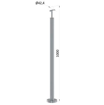 Zábradlí nerezový sloupek bez výplně, broušená nerez - vrchní kotvení, vrch pevný, nerez K320/AISI 304