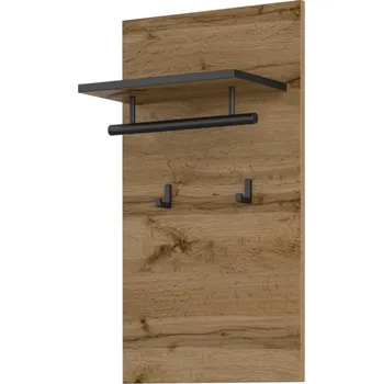 Věšák Nástěnný věšák BONIFACIO, dub wotan/černá + vyzvednutí ZDARMA