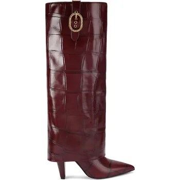 Dámské kozačky Kožené kozačky Kurt Geiger London Fold Over Tall Boot 5022354419 hnědá 89X, EUR 39