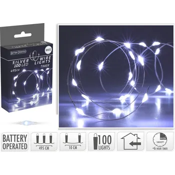 Vánoční dekorace Mondex Světelný LED řetěz s časovačem Murray 495 cm studený bílý