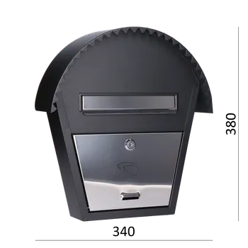 Poštovní schránka poštovní schránka E-LUX5 nerez/černá - dopisní schránka 340 x 380 x 75 mm (š x v x hl), leštěná nerez AISI430