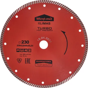 Řezný kotouč profesionální turbo diamantový kotouč lisovaný za tepla - 230 x 2,6 x 22 mm, vhodný pro úhlové brusky a stolní pily