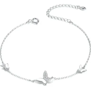 Náramek GRACE Silver Jewellery Stříbrný náramek se zirkony Malý motýlci, stříbro 925/1000 NR-SCB197/10 Stříbrná 16 cm + 5 cm (prodloužení)