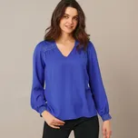 Kreponová halenka s krajkovými detaily tmavě modrá 44