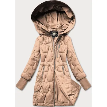Béžová prošívaná dámská bunda pro přechodné období s úpletovými stahovacími lemy Libland (LD-7775) odstíny béžové XL (42)