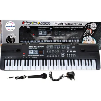 Hudební nástroj pro děti Mamido Dětský keyboard s Mikrofonem Rádiem Nahráváním 61 kláves černý