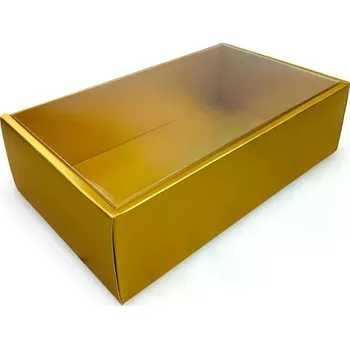 Čokoláda Vánoční krabička zlatá průhledná Maxi 25x15x7cm