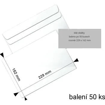 Obálka Obálka C5 bílá samolepicí s ohybem, 50 ks