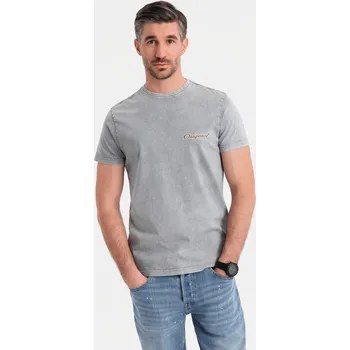 Pánské tričko Ombre Cotton t-shirt printed on chest and back - gray Ombre šedá 3336661