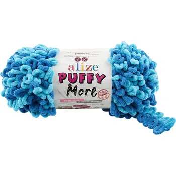 Galanterie Alize příze Puffy More 6552 tyrkysová a modrá