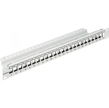 Rozvaděč SCHRACK 19" patchpanel pro 24 modulu SFA/SFB, neosazený, 1U,RAL 7035
