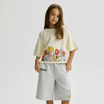 Dívčí sukně Reserved - Šortky s potiskem BT21 - světle šedá - 764EX-09M - 764EX-09M-122