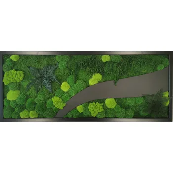 Obraz Mechdekor Mechový obraz černý dřevěný rám s dekorací mix 136x56cm Rám: Dřevěný, Barva Rámu: Bílá