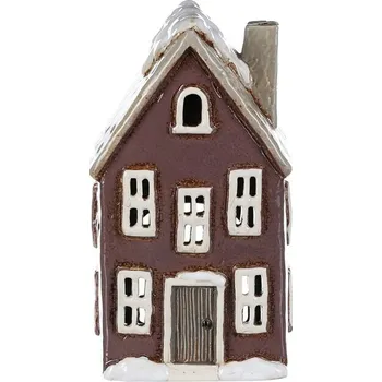 Svícen Autronic Zimní domeček s komínem 14 x 14 x 20 cm fialová
