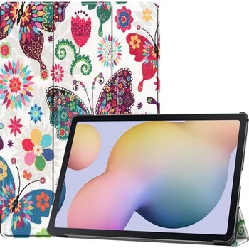 Pouzdro na tablet Patte PU kožené peněženkové pouzdro na tablet Samsung Galaxy Tab S7 Plus - květiny a motýli