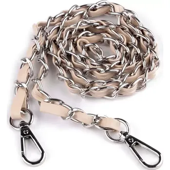 Kabelka Řetízek/koženkové ucho na kabelku s karabinami béžovo-stříbrný (Řetízek/ucho s karabinami béžovo-stříbrný)