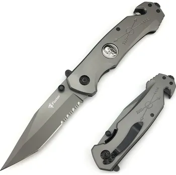 kapesní nůž Foxter Knives 2288 taktický zavírací nůž s rozbíječem skla 23 cm šedý