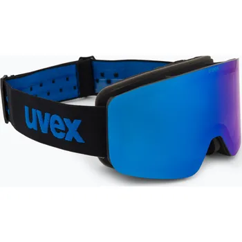 Lyžování Dětské lyžařské brýle UVEX Pwdr FM black matt/mirror blue smoke clear