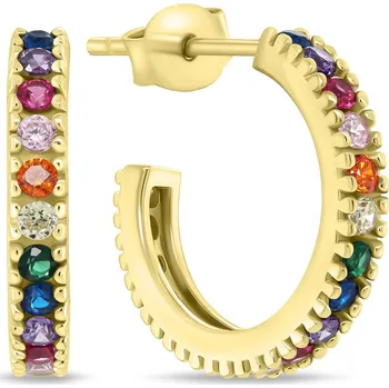 Náušnice Brilio Silver Kruhové pozlacené náušnice s barevnými zirkony EA792Y + 2 měsíce na vrácení zboží