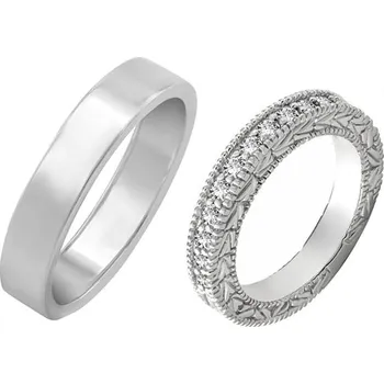 Prsten Vintage prsten s lab-grown diamanty a pánský plochý prsten Arroyo