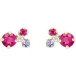 Cluster náušnice s turmalínem, tanzanitem, rubínem a diamantem Kerrie