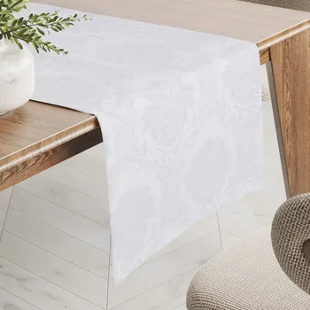 ubrus Dekorační běhoun na stůl Monako PM-122 Zámecký vzor bílý 20x180 cm