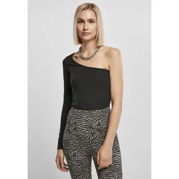Body Dámské organické asymetrické tělo s jedním rukávem černé Urban Classics černá 2544733