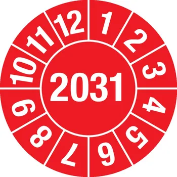 Samolepící etiketa Kontrolní štítek 2031, barva červená, fólie samolepicí, 25 mm, BJ = 5 x 15 ks