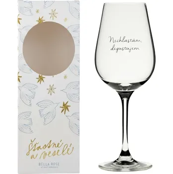 Sklenice Bella Rose Sklenice na víno Nechľastám, degustujem + vánoční krabička – SK 350 ml