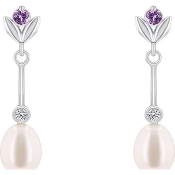 Náušnice Perlové náušnice se safíry a diamanty Madhula
