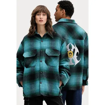 Košilová bunda s příměsí vlny Barrow F5BWUASI035 tyrkysová 69X, vel. L