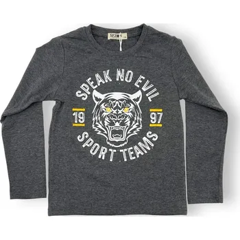 Chlapecké oblečení Sezon Chlapecké tričko s dlouhým rukávem TIGER Barva: Šedá, Velikost: 140