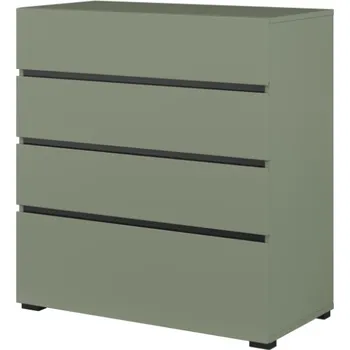 Komoda Komoda BONIFACIO 4S 80 cm, zelená/černá + vyzvednutí ZDARMA