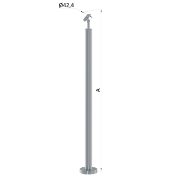 Zábradlí nerezový sloupek bez výplně, broušená nerez, rozměr A = 930 mm - schodišťový sloupek zábradlí, horní kotvení, vrch nastavitelný, nerez K320/AISI 304