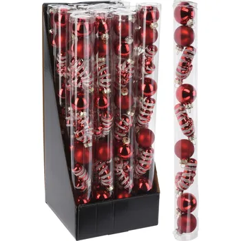 Vánoce Sada 9 ks vánočních baněk Silas 3 cm červená