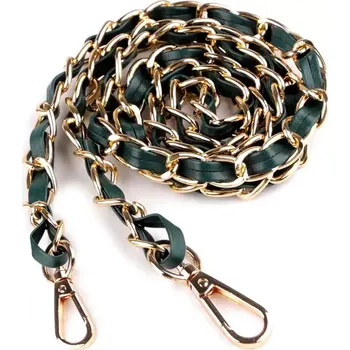 Kabelka Řetízek/koženkové ucho na kabelku s karabinami zeleno-zlatý (Řetízek/ucho s karabinami zeleno-zlatý)