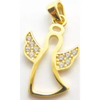 Přívěsek Klenoty Budín Dámský zlatý přívěsek se zirkony andělíček 585/0,57gr 03848 (Klenoty Budín Dámský zlatý přívěsek se zirkony andělíček 585/0,57gr 03848)