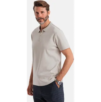 Pánské tričko Ombre Men's polo shirt with zippered collar - ash Ombre bílá 3111093
