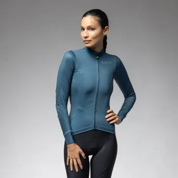 cyklistický dres ALÉ Cyklistický dres s dlouhým rukávem zimní - PR-E FOLLOW ME 2.0 LADY - modrá S