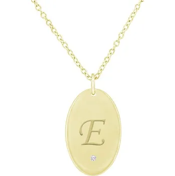 Přívěsek Zlatý oválný přívěsek s diamantem a gravírem písmene Andras