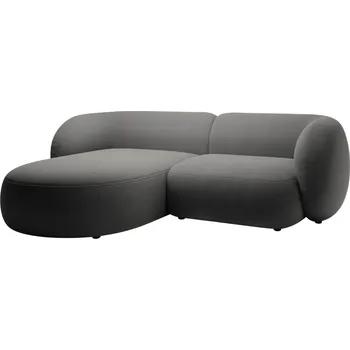 Pohovka Micadoni Tmavě šedá sametová rohová pohovka Kate 255 cm, levá