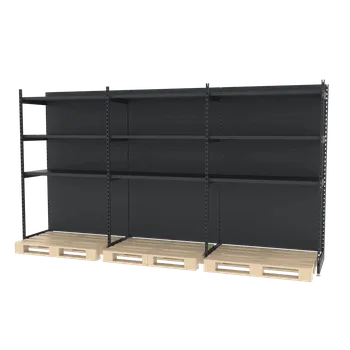 Dílenský regál Zesílený obchodní regál pro paletu MAGO H-210 cm L-378 cm G-68 cm – grafitový