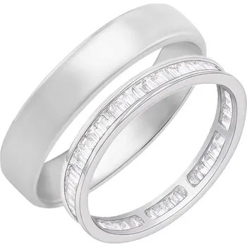 Prsten Eternity prsten s lab-grown baguette diamanty a pánský komfortní prsten Pascal