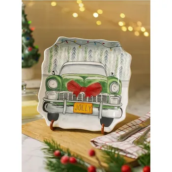 Vánoce Sinsay - Vánoční talíř s motivem auta s mašlí - zelená - 498GI-77X - 498GI-77X-ONE