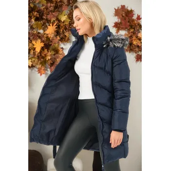 Dámská větrovka Z6768 DEWBERRY WOMEN'S COAT-PLAIN NAVY BLUE dewberry modrá 2577027