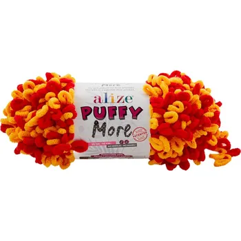 Příze Alize příze Puffy More 6630 červená a žlutá