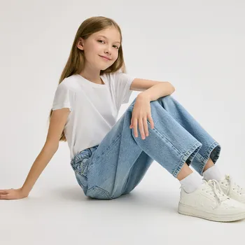 Dětská móda Reserved - Džíny straight fit - modrá - 800FF-50J - 800FF-50J-164