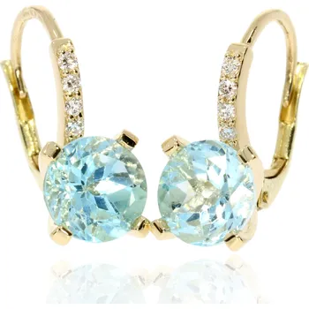 Náušnice Zlatnictví Helios Zlaté náušnice Swiss Topaz a Dia